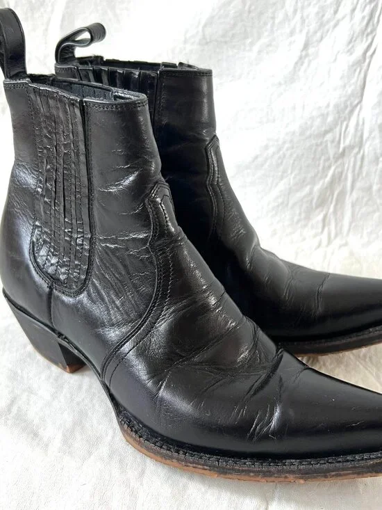 Tony Lama boots Coco short ankle booties womens 7.5 black leather snip toe - Picture 1 of 10